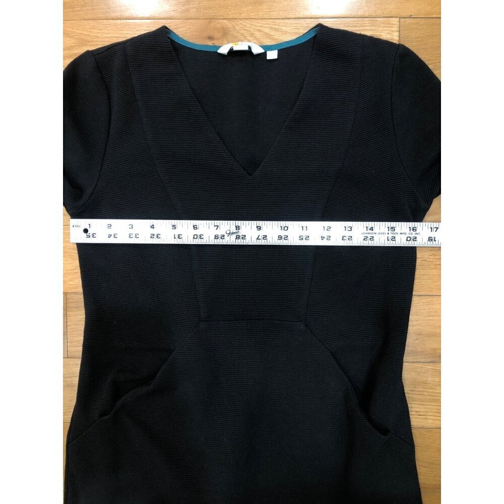 Boden Bronte Ottoman V-Neck 3/4 Sleeve Black Shift Dress Size 6R - Picture 6 of 9
